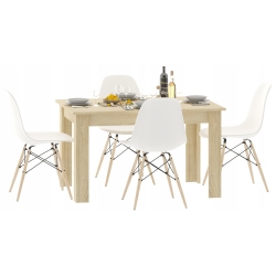 Stół kuchenny 120x80 Dąb Sonoma + 4 krzesła Skandynawskie Milano Białe